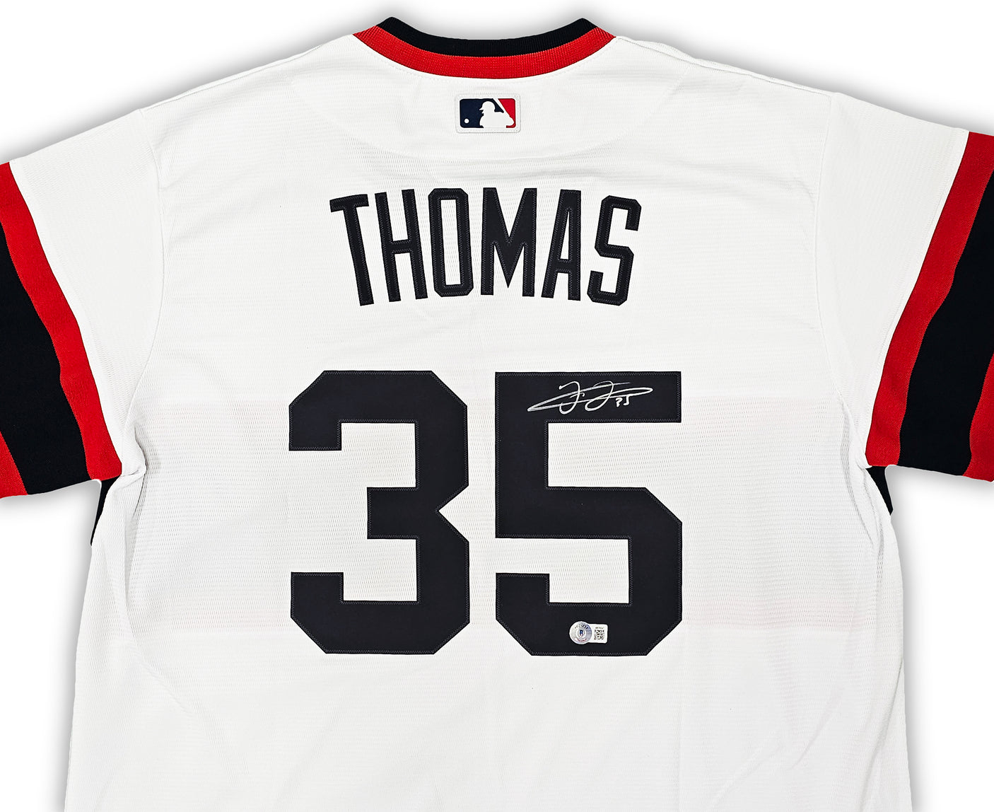 Chicago White Sox Frank Thomas Autographed White Nike Jersey Size L Beckett BAS Witness Stock #215874