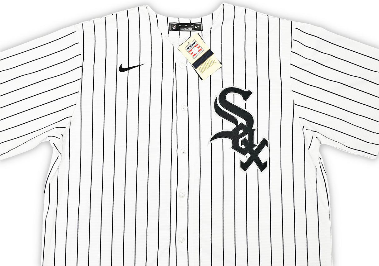 Chicago White Sox Frank Thomas Autographed White Pinstripes Nike Jersey Size XL Beckett BAS Witness Stock #215871