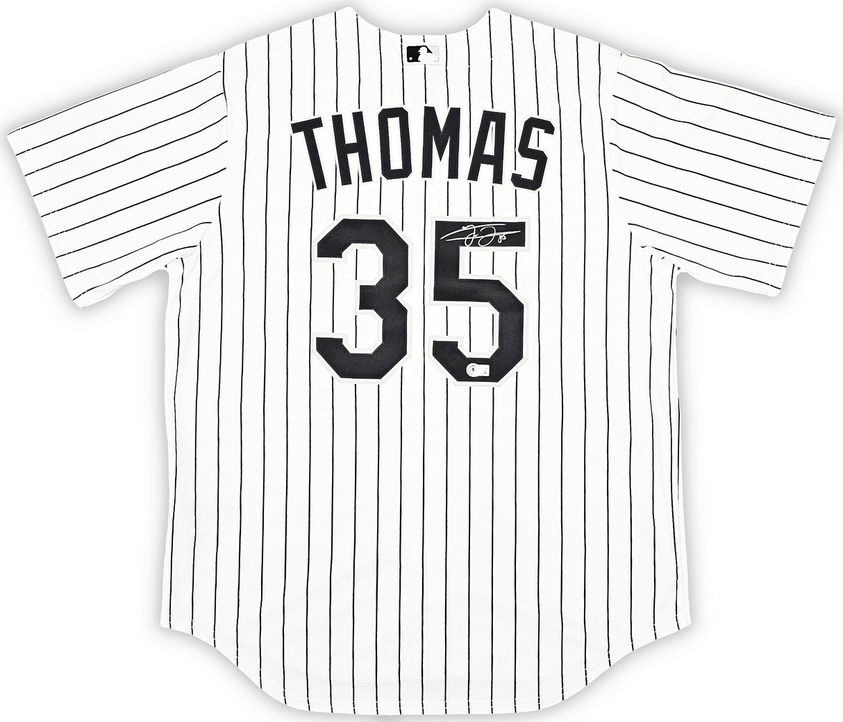 Chicago White Sox Frank Thomas Autographed White Pinstripes Nike Jersey Size L Beckett BAS Witness Stock #215872