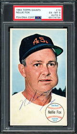 Nellie Fox Autographed 1964 Topps Giants Card #13 Houston Colt 45's PSA 6 Auto Grade Mint 9 (Highest Graded) PSA/DNA #69174734