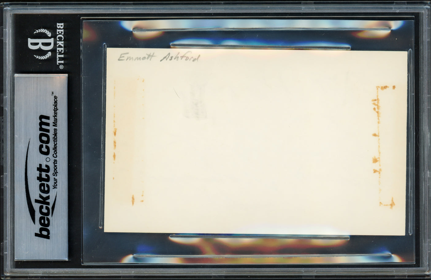 Emmett Ashford Autographed 3x5 Index Card Umpire Auto Grade Mint 9 "Best Wishes" Beckett BAS #17806666