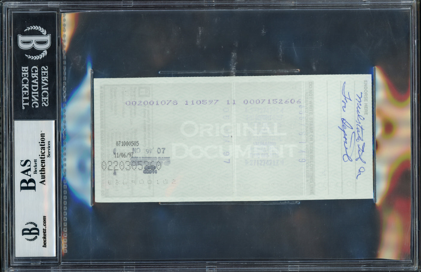 Julius Dr. J Erving Autographed 3x6 Check Philadelphia 76ers Beckett BAS #9812736