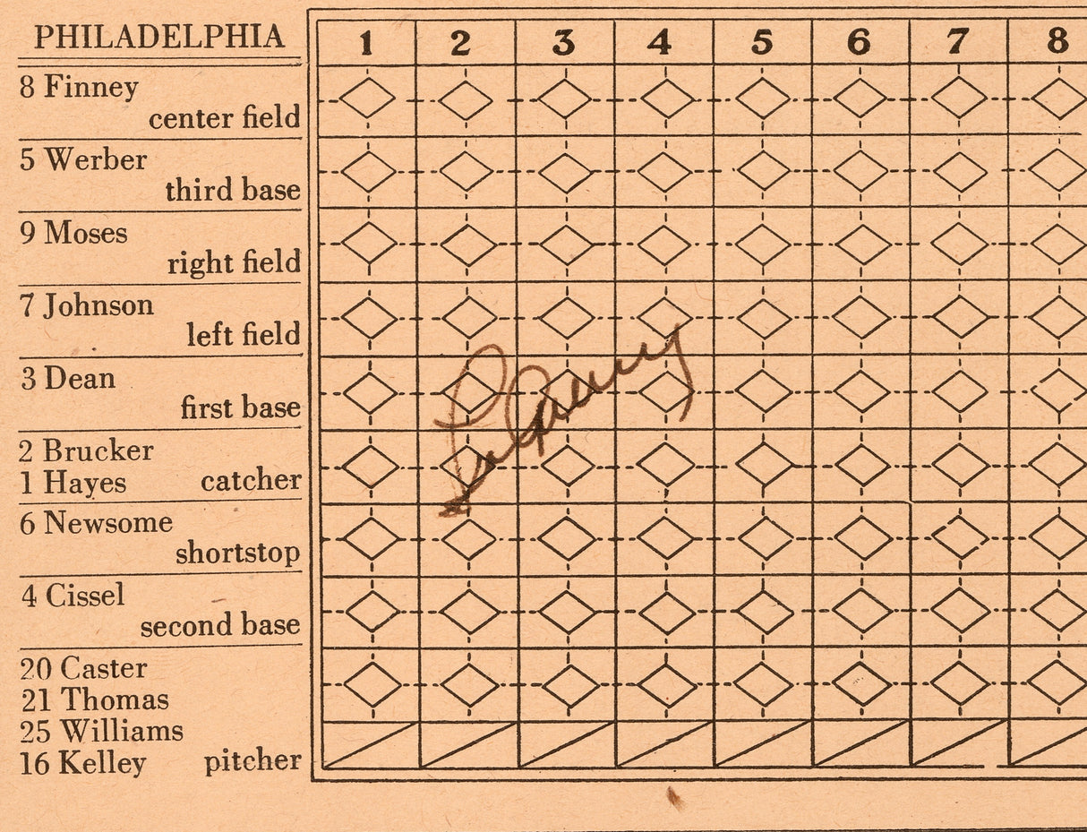 Lou Gehrig Autographed 1937 New York Yankees Scorecard PSA/DNA #P13240