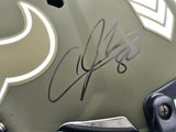 Andre Johnson Autographed Houston Texans Army Green Salute to Service Full Size Authentic Speed Helmet Beckett BAS Witness #W107330