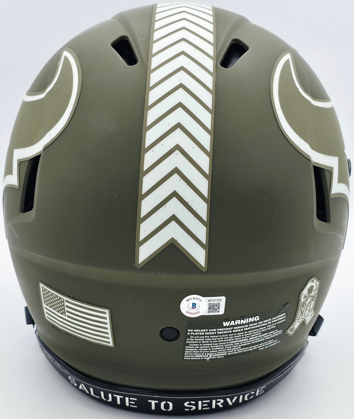 Andre Johnson Autographed Houston Texans Army Green Salute to Service Full Size Authentic Speed Helmet Beckett BAS Witness #W107330