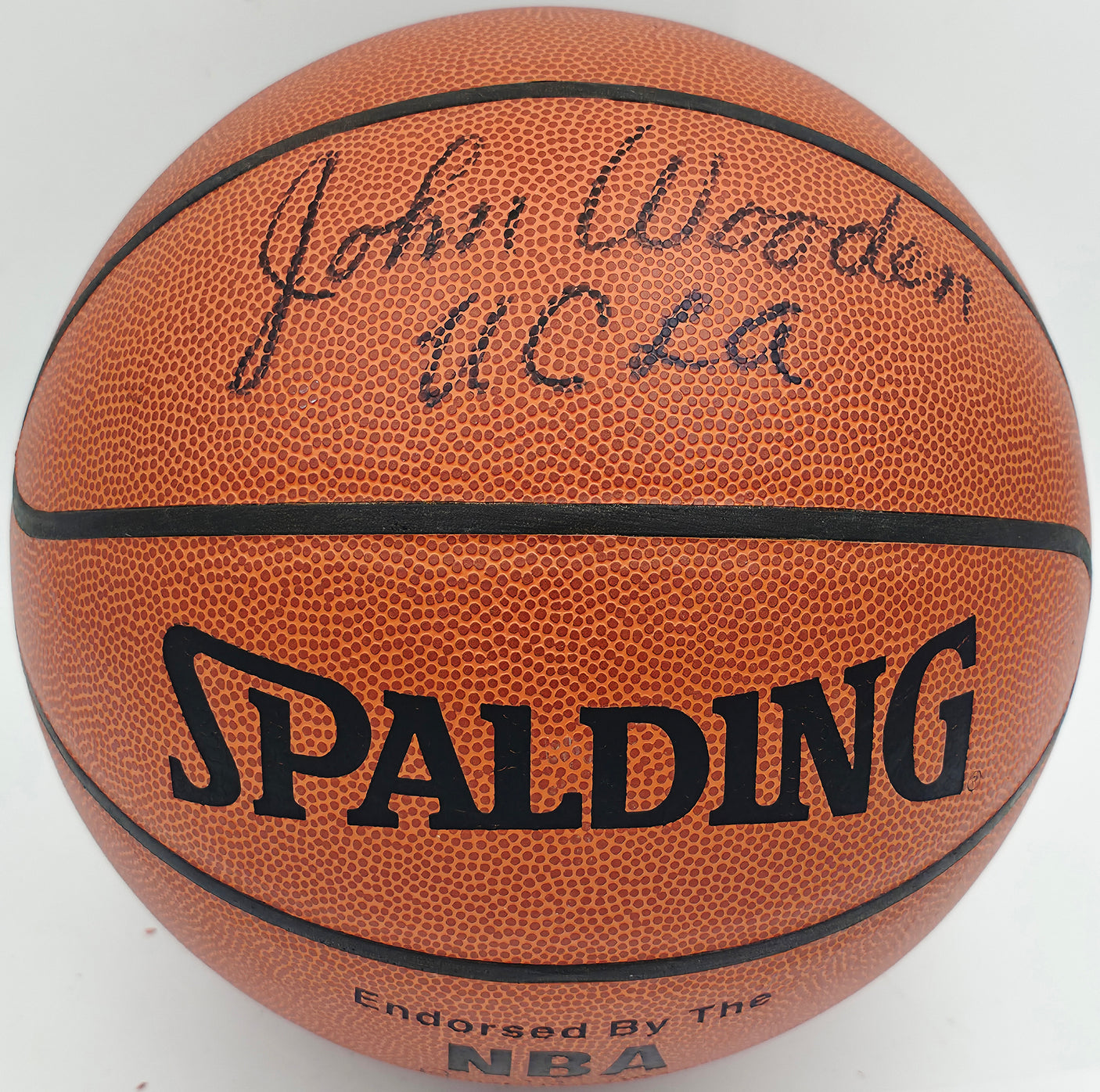 John Wooden Autographed Official NBA Leather Basketball UCLA Bruins "UCLA" PSA/DNA #AN83022