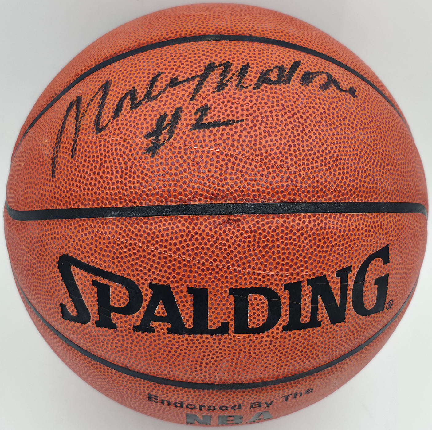 Moses Malone Autographed Official NBA Leather Basketball Philadelphia 76ers, Houston Rockets JSA #AV29209