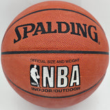 Moses Malone Autographed Official NBA Leather Basketball Philadelphia 76ers, Houston Rockets JSA #AV29209