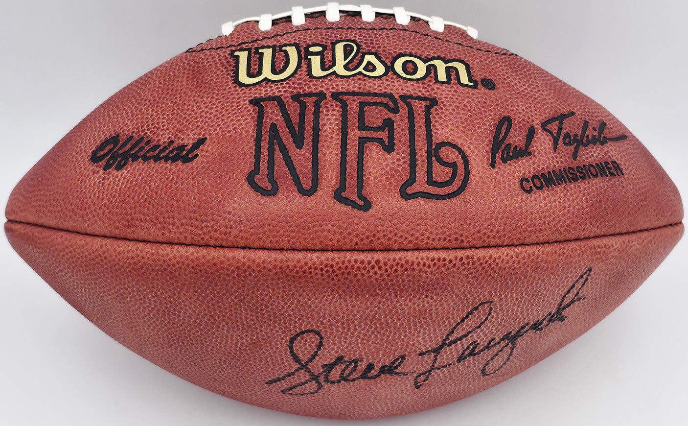 Steve Largent Autographed Official NFL Leather Football Seattle Seahawks (Flat) MCS Holo #87150