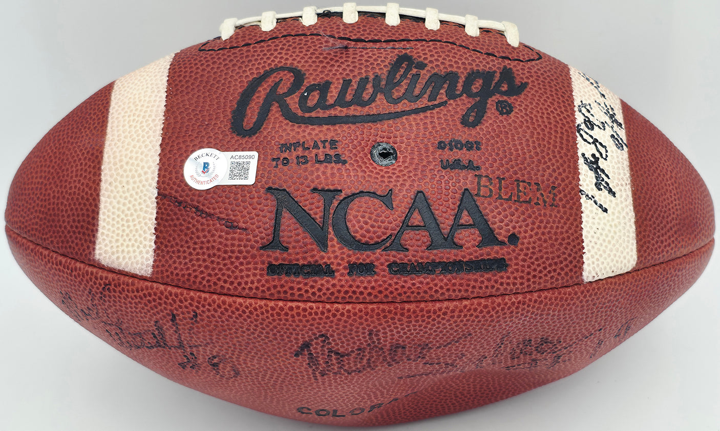 Rashaan Salaam, Kordell Stewart & Michael Westbrook Autographed Official NCAA Leather Football 1994 Colorado Buffaloes (Flat) Beckett BAS #AC85090