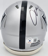 Aidan O'Connell Autographed Oakland Raiders Silver Speed Mini Helmet Beckett BAS Witness #W975612