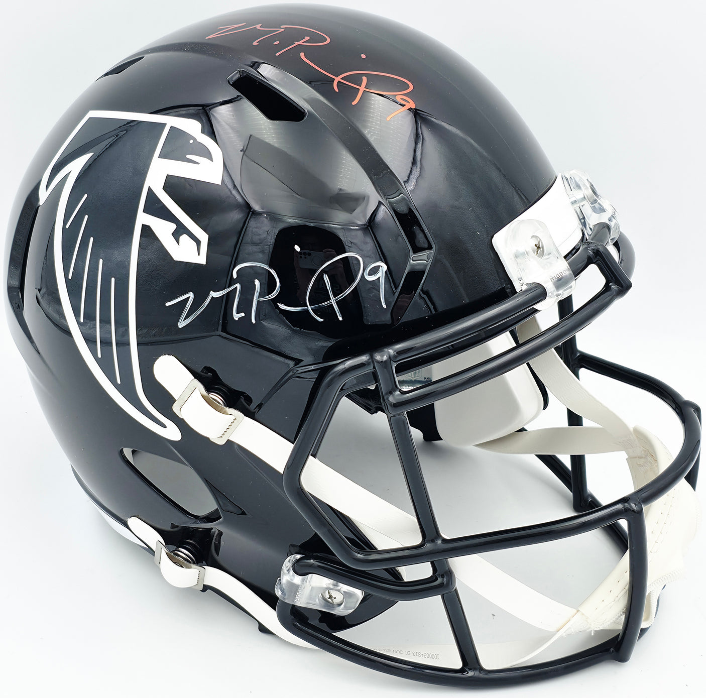Michael Penix Jr Autographed Atlanta Falcons Alternate Black Full Size Speed Replica Helmet (Signed Twice) Beckett BAS Witness #2W906157