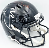 Michael Penix Jr Autographed Atlanta Falcons Alternate Black Full Size Speed Replica Helmet (Signed Twice) Beckett BAS Witness #2W906157