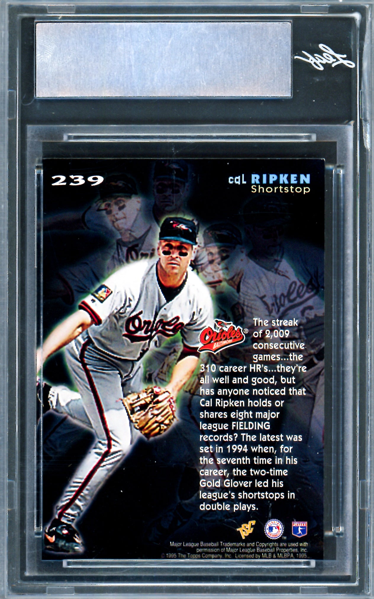 Cal Ripken Jr. Autographed 1995 Stadium Club Card #239 Baltimore Orioles Leaf SKU #243516