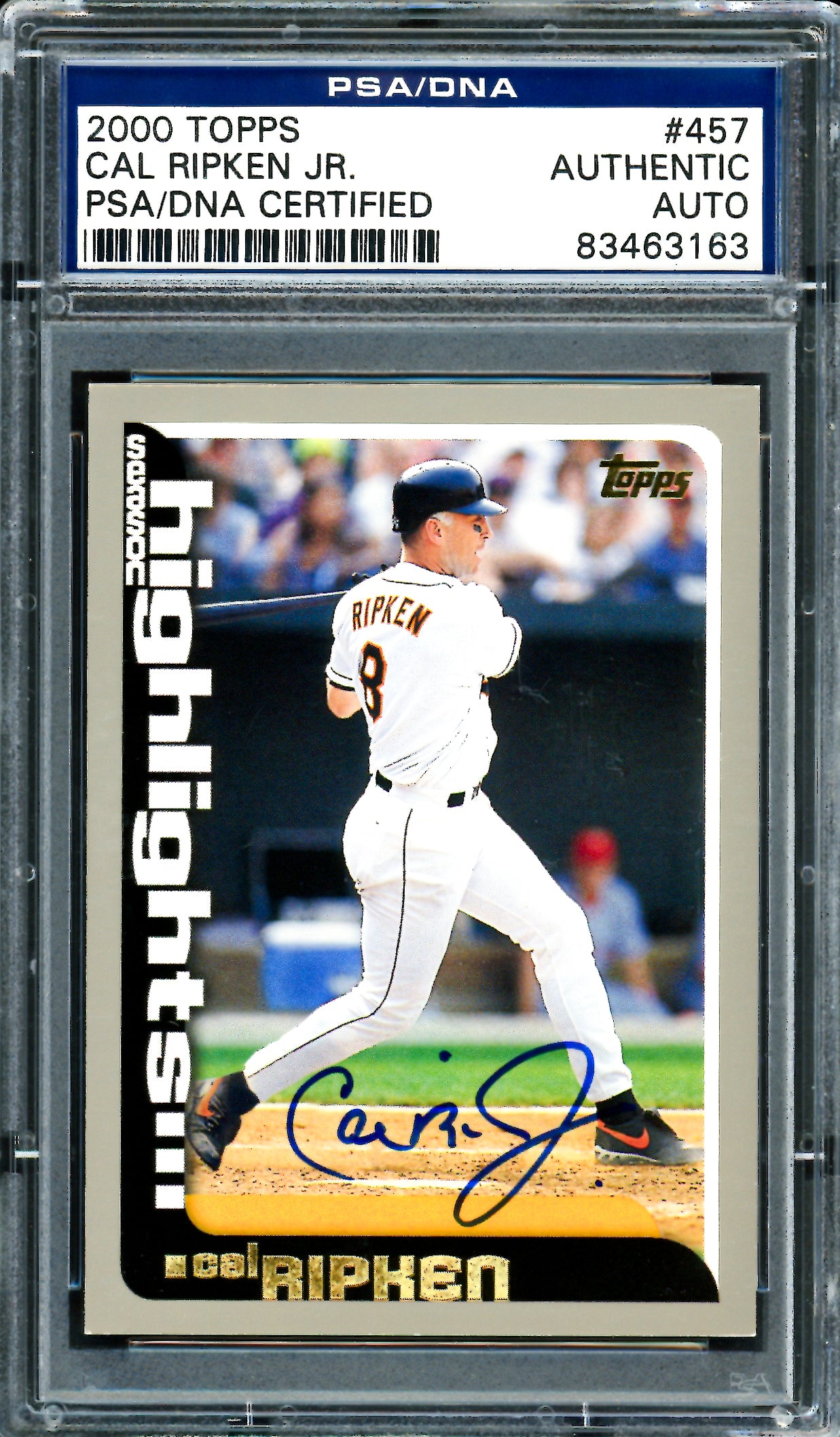 Cal Ripken Jr. Autographed 2000 Topps Card #457 Baltimore Orioles PSA/DNA #83463163