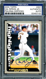 Cal Ripken Jr. Autographed 2000 Topps Card #457 Baltimore Orioles PSA/DNA #83463163