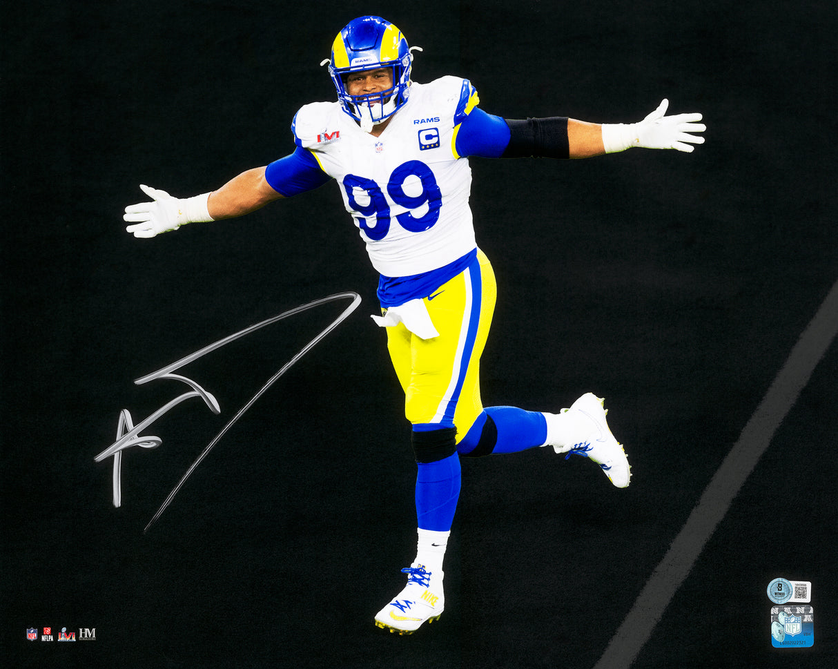 Aaron Donald Autographed Framed 16x20 Photo Los Angeles Rams Spotlight Beckett BAS Witness Stock #230192