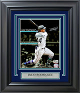 Julio Rodriguez Autographed Framed 8x10 Photo Seattle Mariners 1st Career MLB Hit Beckett BAS QR Stock #230198