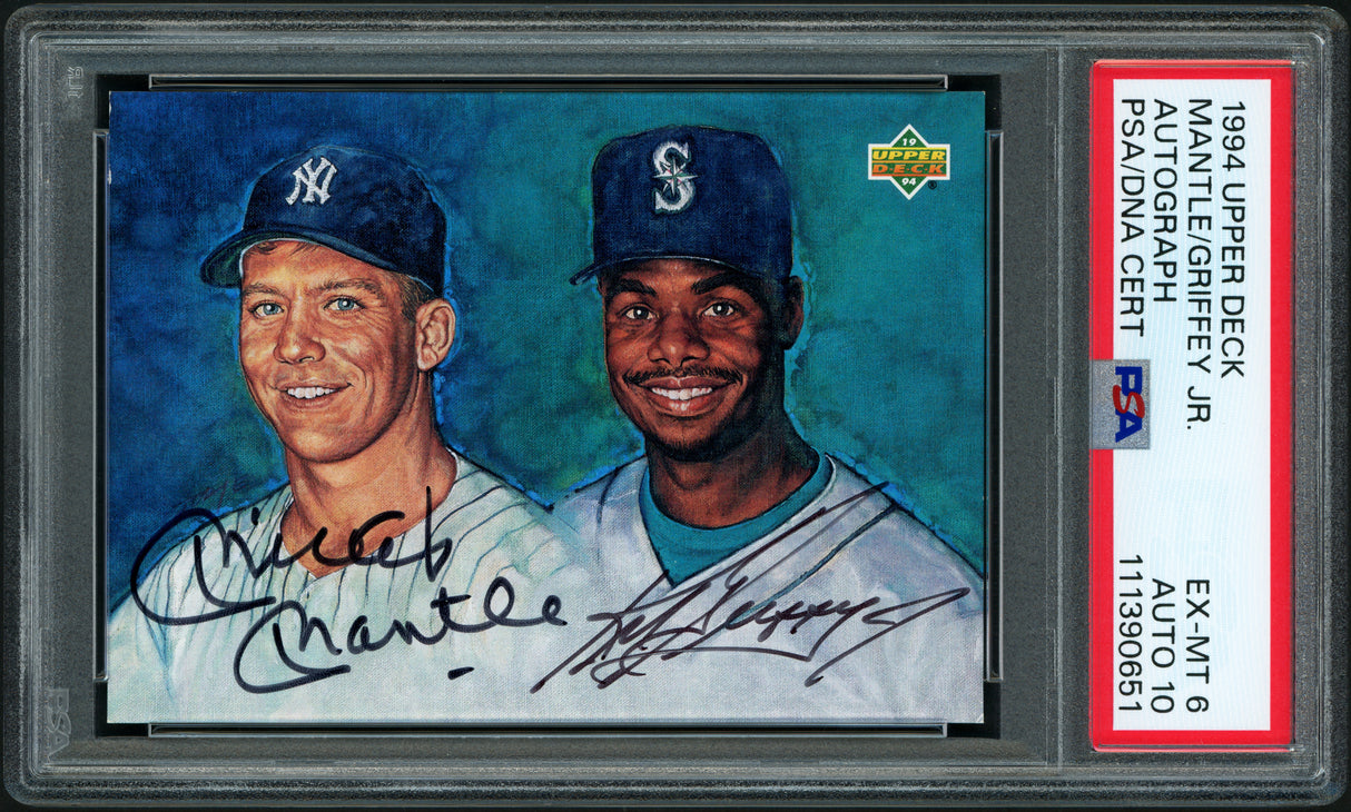Mickey Mantle & Ken Griffey Jr. Autographed 1994 Upper Deck Card PSA 6 Auto Grade Gem Mint 10 PSA/DNA #111390651