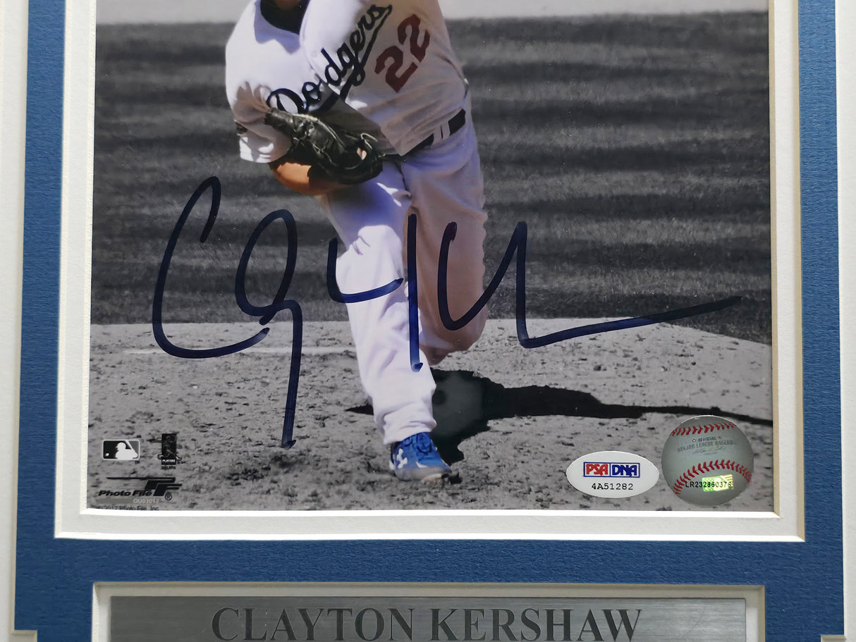Clayton Kershaw Autographed Framed 8x10 Photo Los Angeles Dodgers PSA/DNA #4A51282