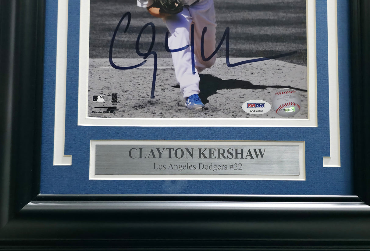 Clayton Kershaw Autographed Framed 8x10 Photo Los Angeles Dodgers PSA/DNA #4A51282