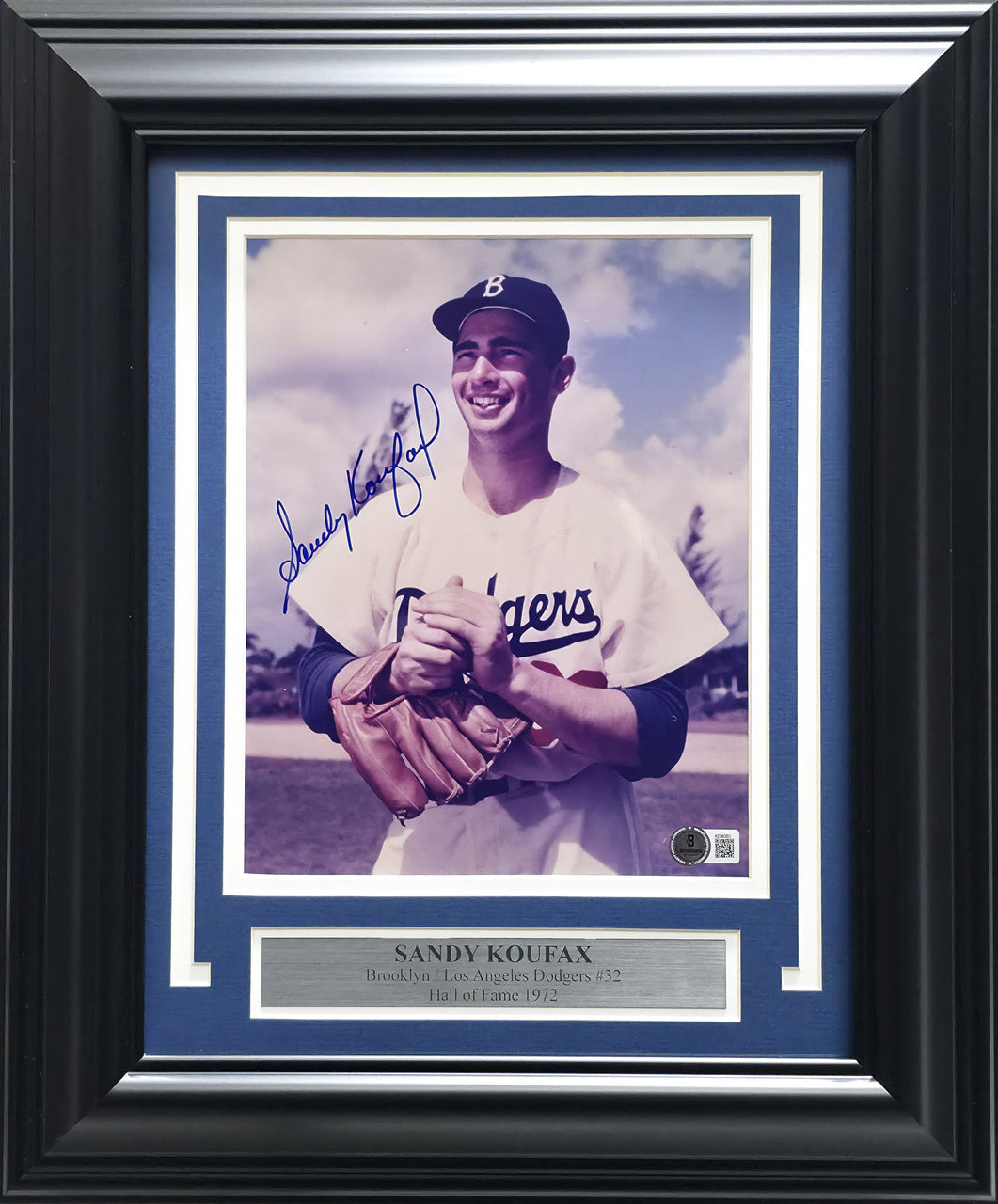 Sandy Koufax Autographed Framed 8x10 Photo Brooklyn Dodgers Beckett BAS #AE08263