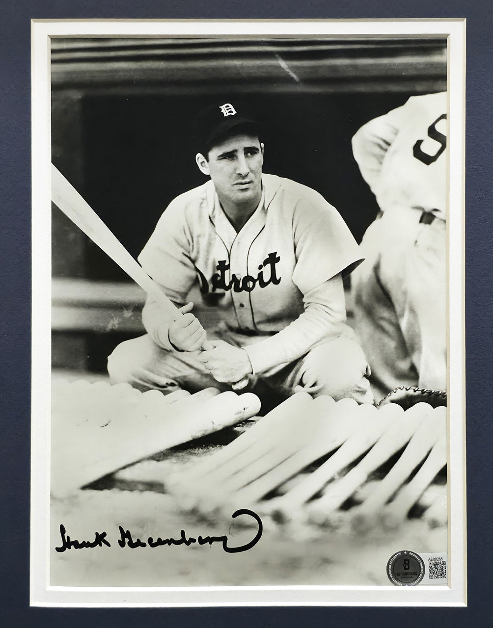 Hank Greenberg Autographed Framed 8x10 Photo Detroit Tigers Beckett BAS #AE08266