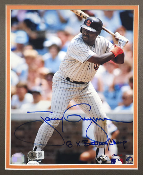 Tony Gwynn Autographed Framed 8x10 Photo San Diego Padres "8x Batting Champ" Beckett BAS QR #BP55243