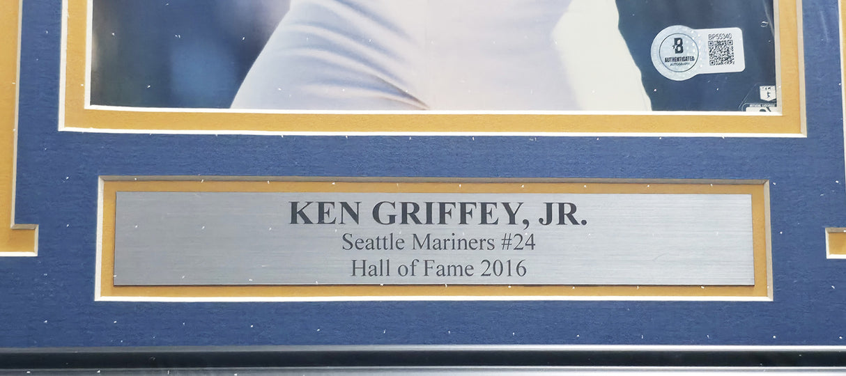 Ken Griffey Jr. Autographed Framed 8x10 Photo Seattle Mariners Vintage Signature Beckett BAS QR #BP55340