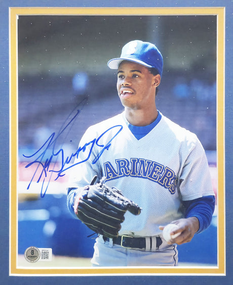 Ken Griffey Jr. Autographed Framed 8x10 Photo Seattle Mariners Vintage Signature Beckett BAS QR #BP55341