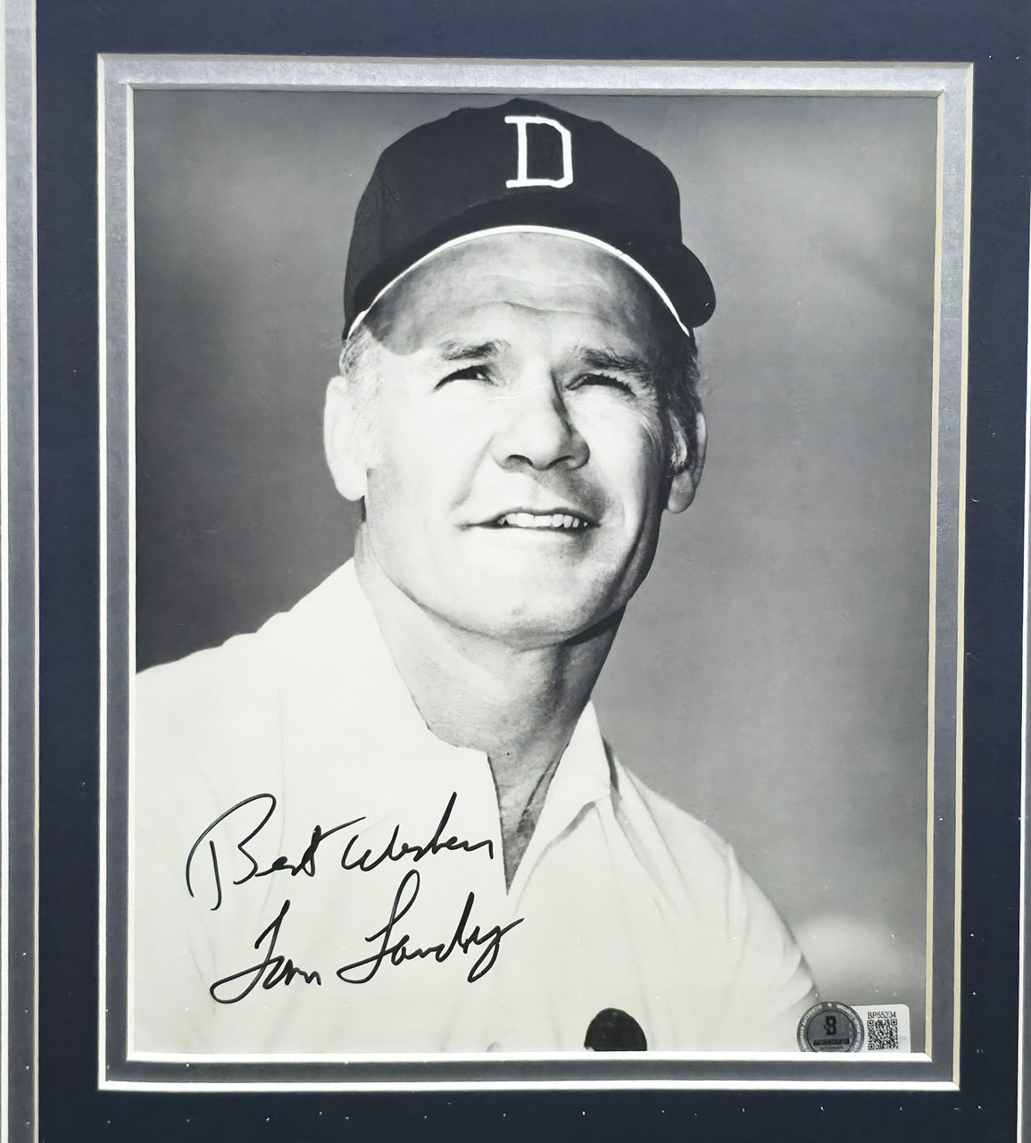 Tom Laundry Autographed Framed 8x10 Photo Dallas Cowboys "Best Wishes" Beckett BAS QR #BP55234