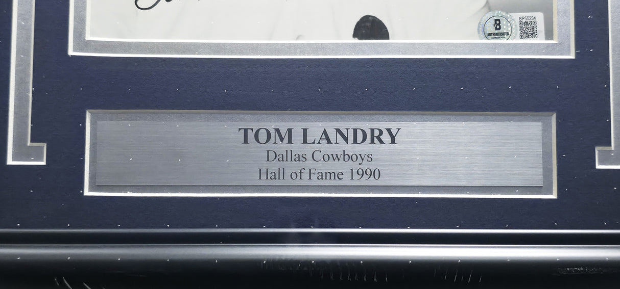 Tom Laundry Autographed Framed 8x10 Photo Dallas Cowboys "Best Wishes" Beckett BAS QR #BP55234
