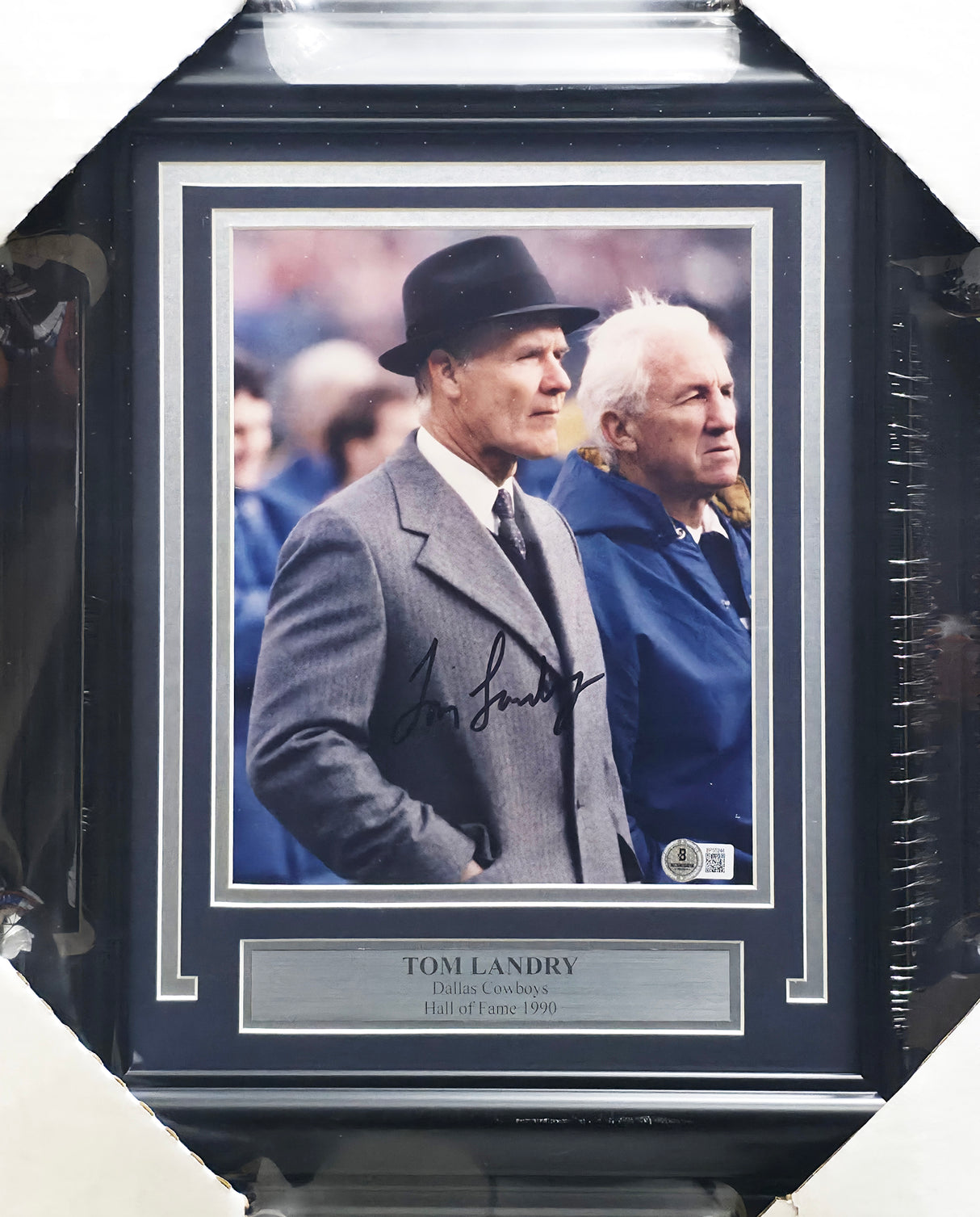 Tom Laundry Autographed Framed 8x10 Photo Dallas Cowboys Beckett BAS QR #BP55244