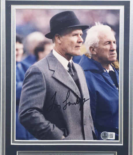 Tom Laundry Autographed Framed 8x10 Photo Dallas Cowboys Beckett BAS QR #BP55244