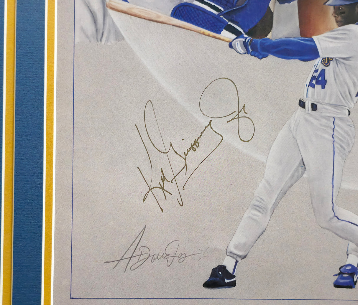 Ken Griffey Jr. Autographed Framed 16x20 Lithograph Photo Seattle Mariners #865/1000 Beckett BAS QR #BP55377