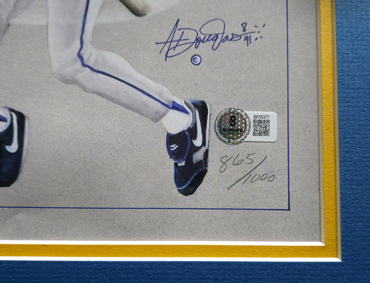 Ken Griffey Jr. Autographed Framed 16x20 Lithograph Photo Seattle Mariners #865/1000 Beckett BAS QR #BP55377