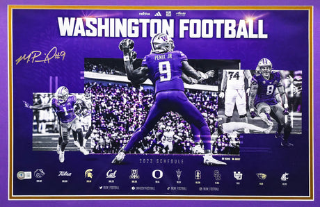 Michael Penix Jr. Autographed Framed 14x22 Poster Photo Washington Huskies Beckett BAS Witness #1W198976