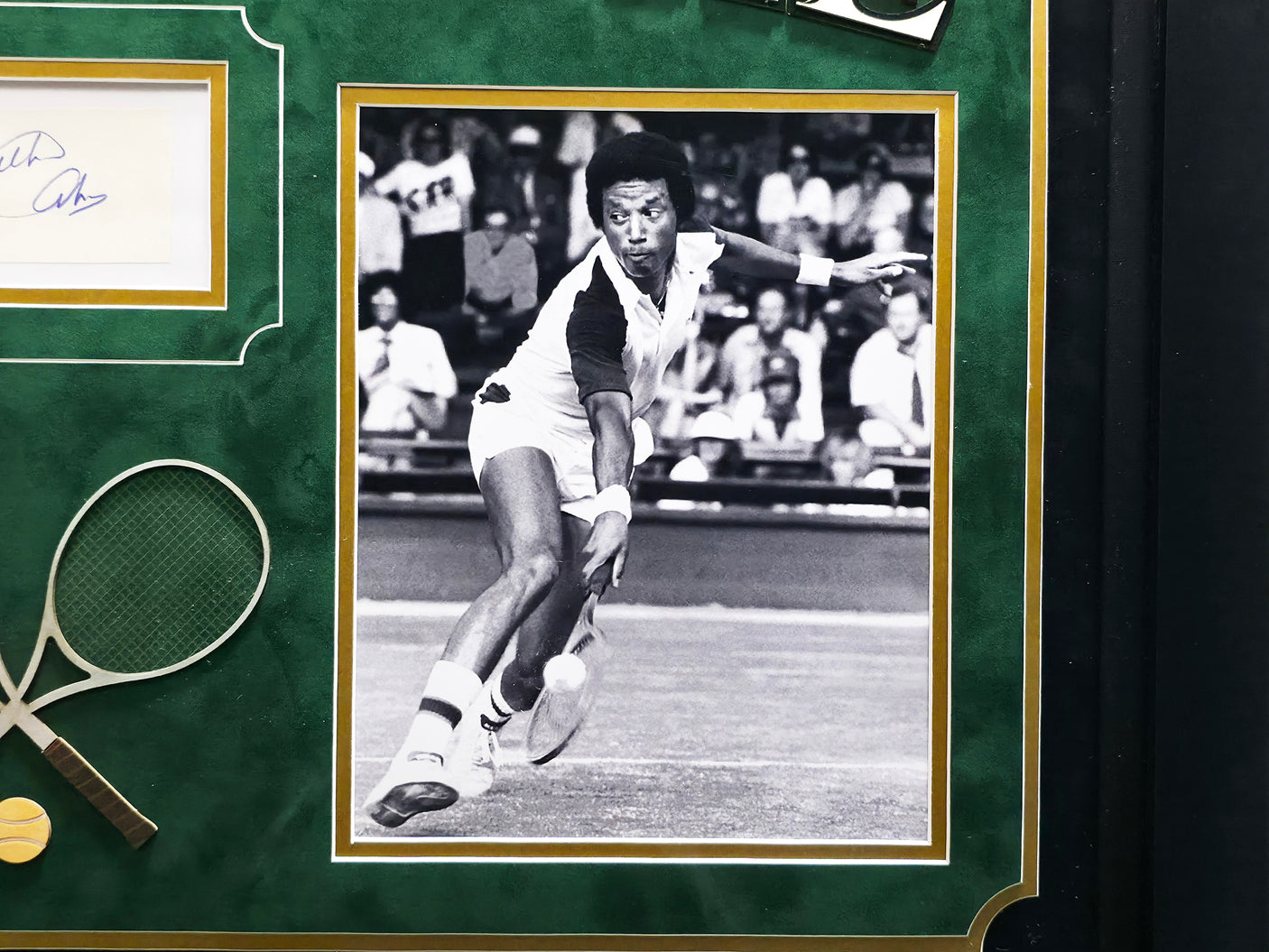 Arthur Ashe Autographed Framed 2x4 Cut Signature Collage PSA/DNA #82028193