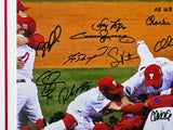 2008 World Series Champion Philadelphia Phillies Team Autographed Framed 16x20 Photo With 21 Signatures Including Cole Hamels MLB Holo #LH230006