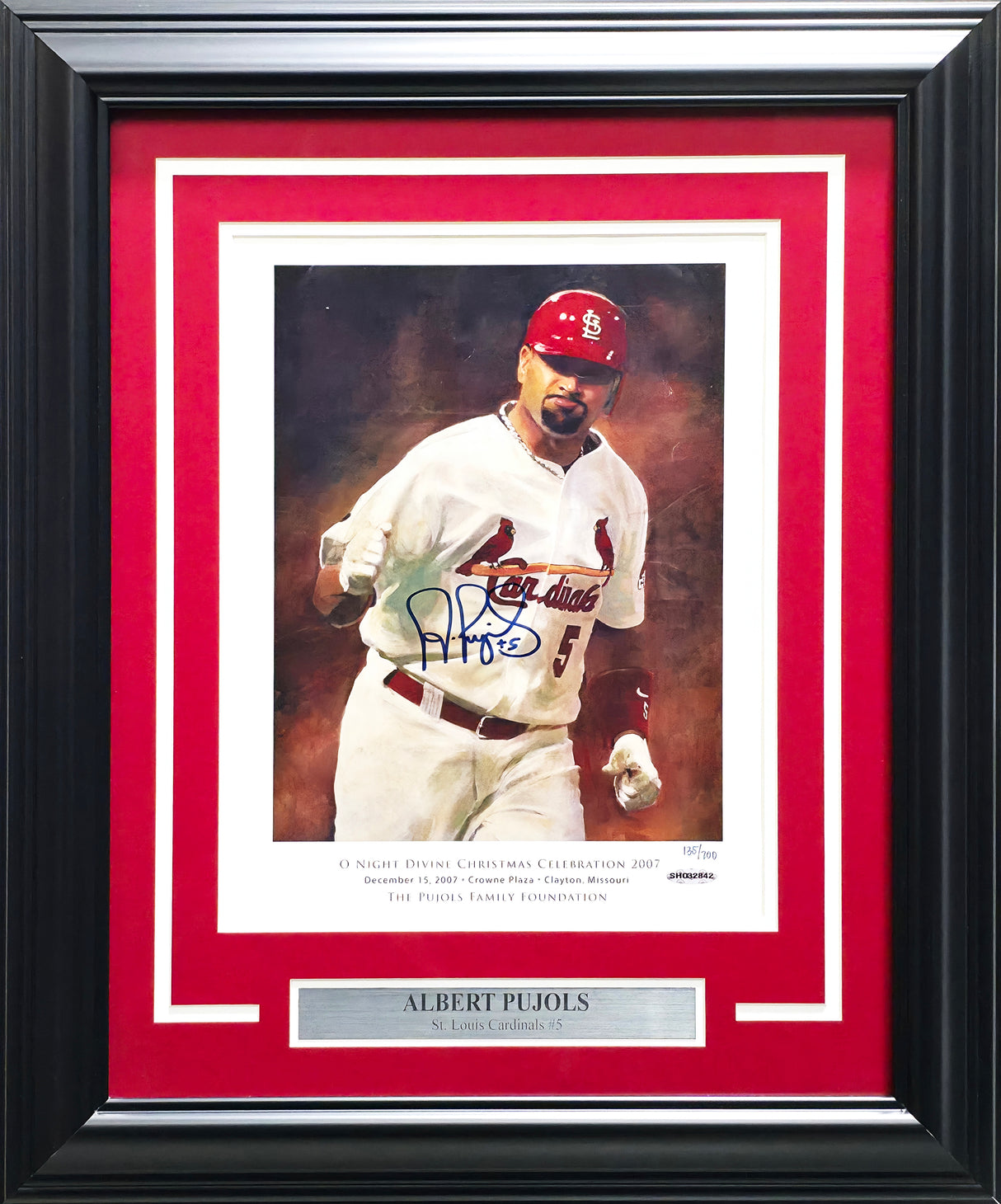 Albert Pujols Autographed Framed 11x14 Photo St. Louis Cardinals #135/700 UDA Holo #SH032842