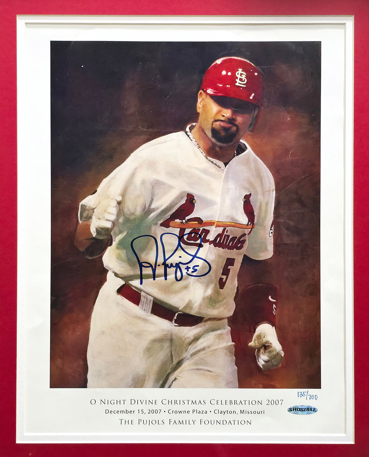 Albert Pujols Autographed Framed 11x14 Photo St. Louis Cardinals #135/700 UDA Holo #SH032842