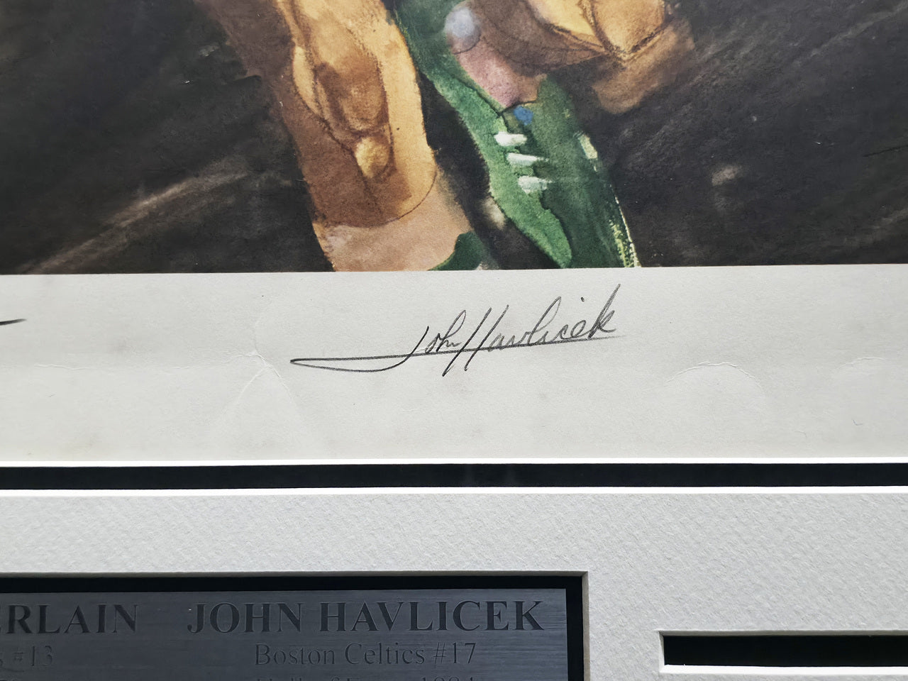 Wilt Chamberlain & John Havlicek Autographed Framed 18x22 Lithograph Photo #447/1000 Beckett BAS #AE08297