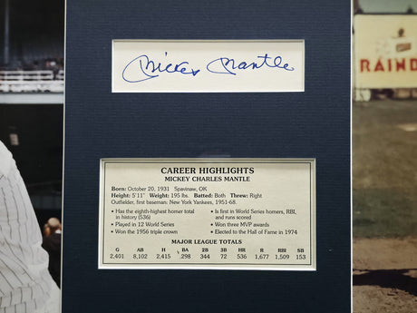 Mickey Mantle Autographed Framed 2x5 Cut Signature Collage New York Yankees Beckett BAS #AE04287