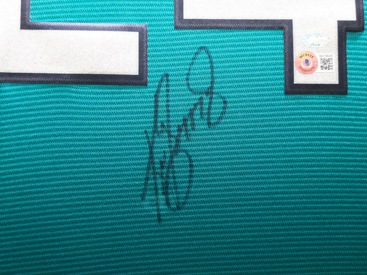 Seattle Mariners Ken Griffey Jr. Autographed Framed Teal Nike Jersey (Wavy) Beckett BAS QR #BA78028