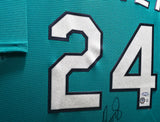 Seattle Mariners Ken Griffey Jr. Autographed Framed Teal Nike Jersey (Wavy) Beckett BAS QR #BA78028