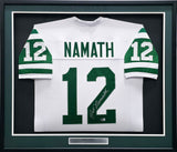 New York Jets Joe Namath Autographed Framed White Jersey (Chip) Beckett BAS Witness #W175526