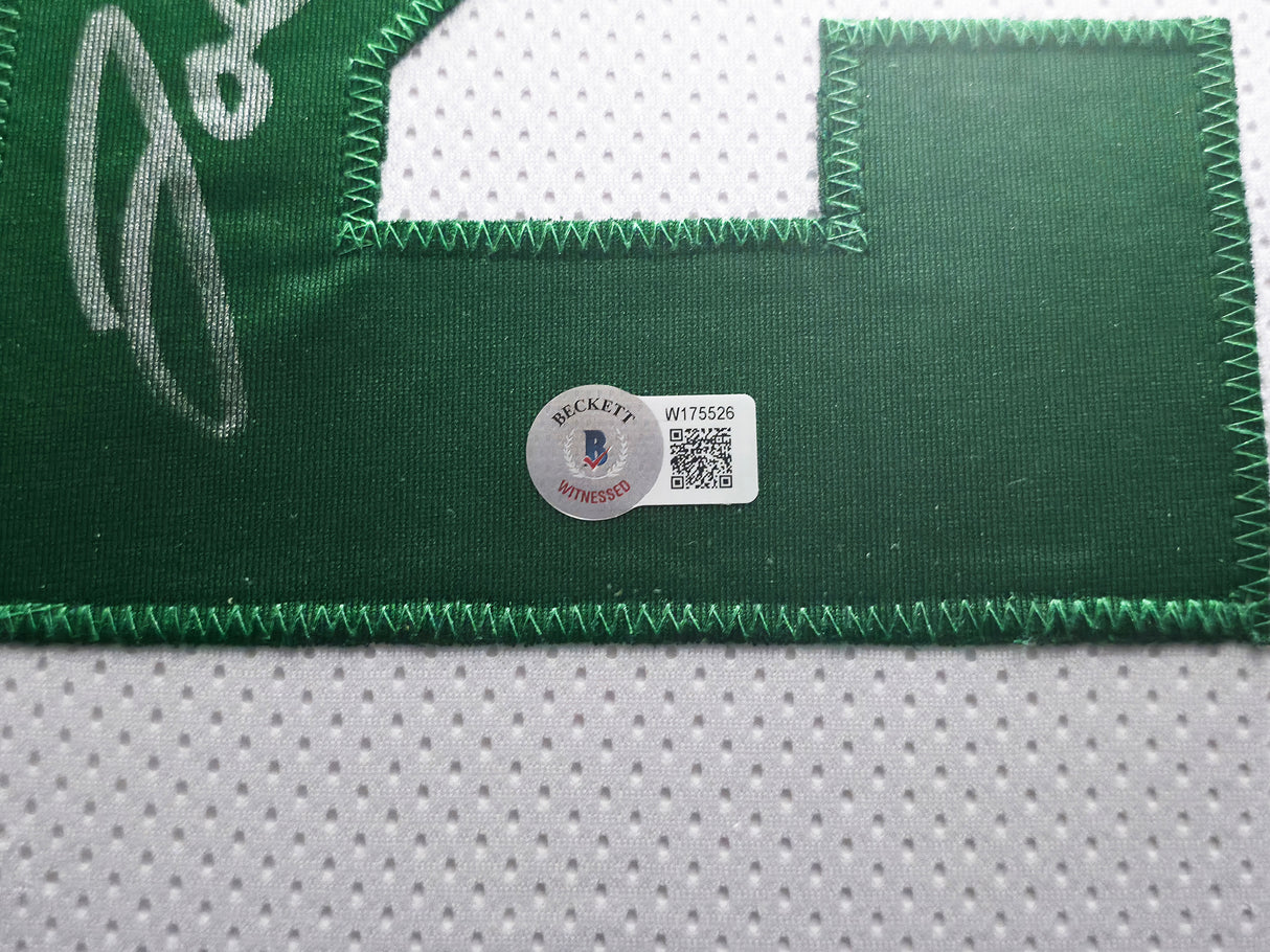 New York Jets Joe Namath Autographed Framed White Jersey (Chip) Beckett BAS Witness #W175526
