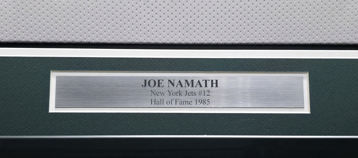 New York Jets Joe Namath Autographed Framed White Jersey (Chip) Beckett BAS Witness #W175526