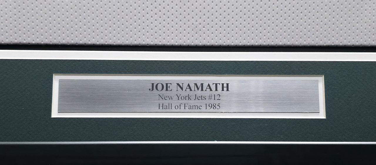 New York Jets Joe Namath Autographed Framed White Jersey (Chip) Beckett BAS Witness #W175526