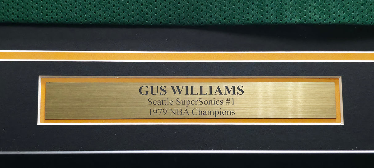 Seattle Supersonics Gus Williams Autographed Framed Green Jersey SKU #242664